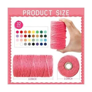 Kenning 32 rollos de cuerda de macramé 4 hebras 0.118 in_2