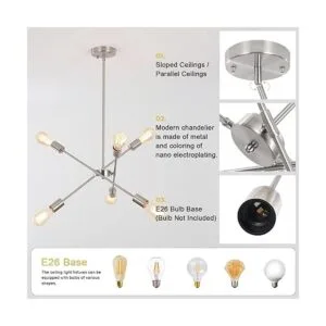 Sputnik Lámparas de araña para isla de cocina níquel_6