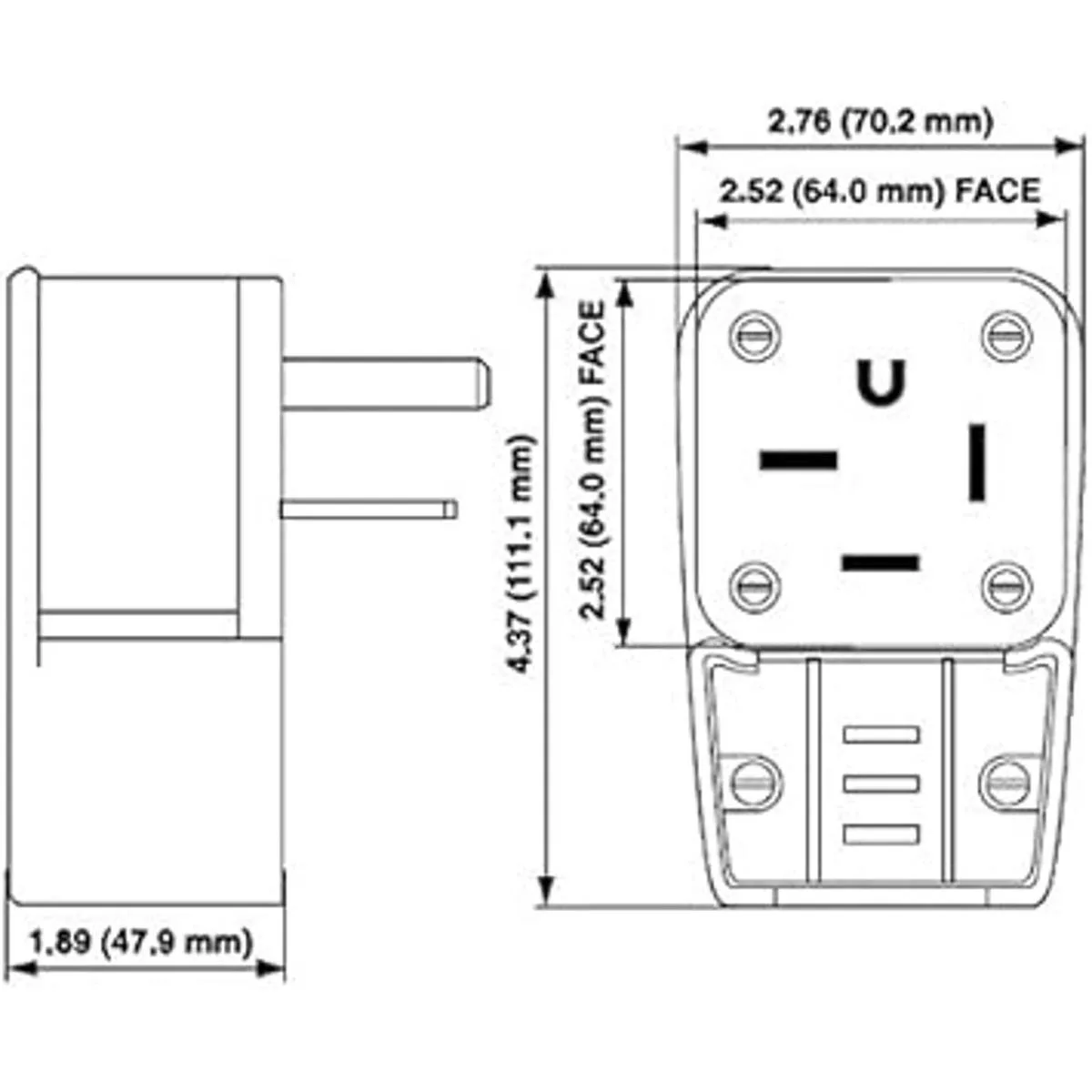 Leviton 8462p 60 Amp 250 volt 3py hoja Plug de grado_6
