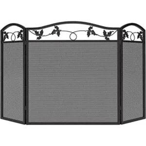 Calidola 3 paneles plegables de acero negro para chimenea_1