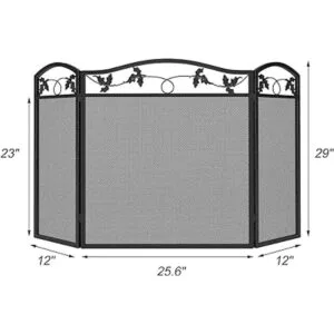 Calidola 3 paneles plegables de acero negro para chimenea_2