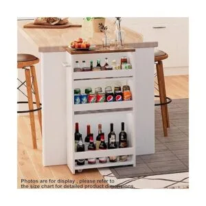 TEAMIX Carrito de almacenamiento delgado blanco de 4_3