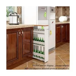 TEAMIX Carrito de almacenamiento delgado blanco de 4_2