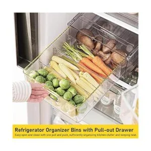 Paquete de 3 cubos organizadores de refrigerador con cajón_2