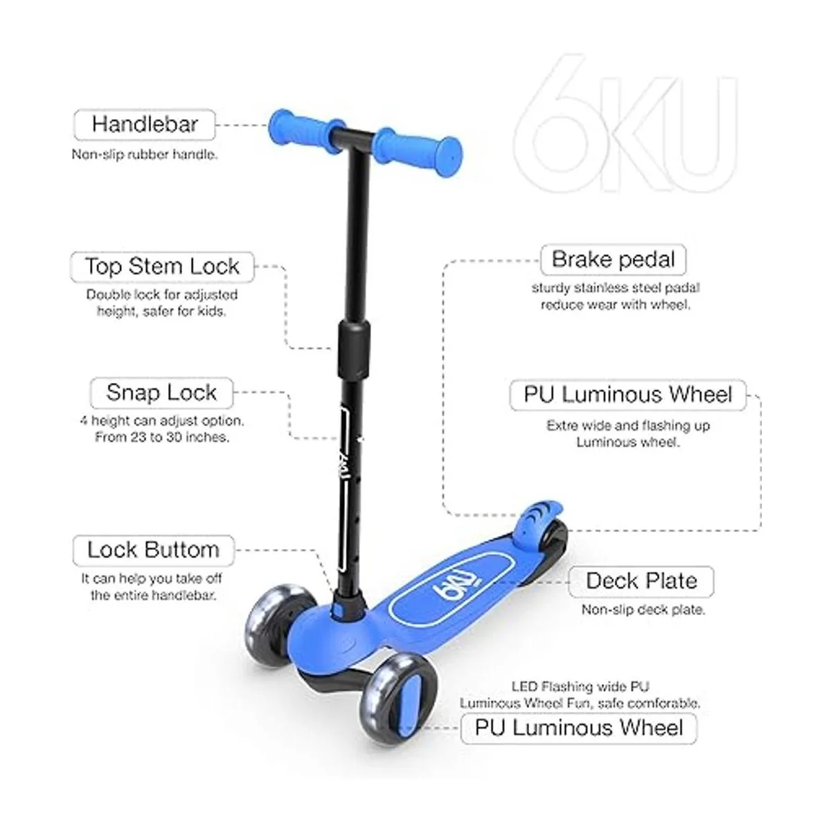 6KU Scooter for Kids Ages 35 with Flash Wheels Kids_3