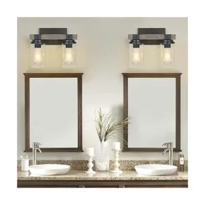 Lámparas de baño de granja iluminación de tocador negra_2