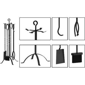 Fire Beauty Juego de 5 herramientas para chimenea de_6