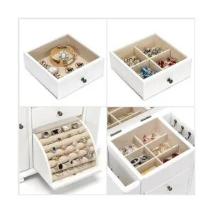 Emfogo Joyero para mujer joyero de madera rústica y_5