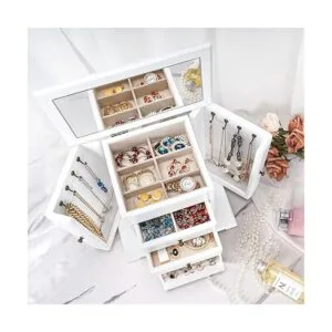 Emfogo Joyero para mujer joyero de madera rústica y_3