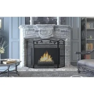 Calidola 3 paneles plegables de acero negro para chimenea_6