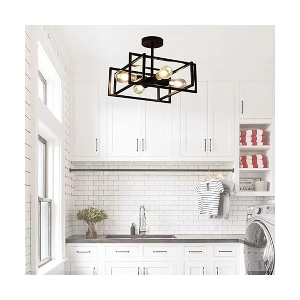 Minyuco Black Ceiling Light Fixtures 4Light Industrial_2