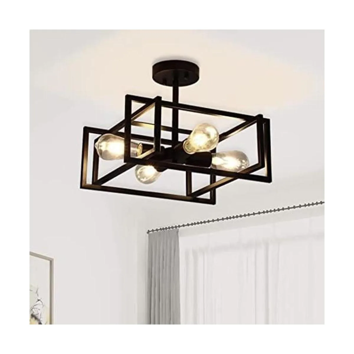 Minyuco Black Ceiling Light Fixtures 4Light Industrial_1