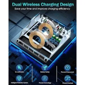 Wireless Charging Station with USB Ports 8 in 1 Dual 15W_2