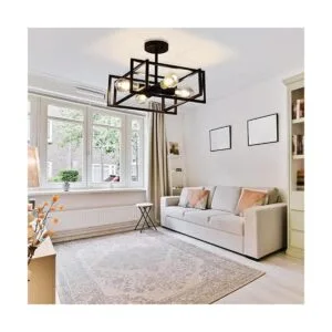 Minyuco Black Ceiling Light Fixtures 4Light Industrial_3