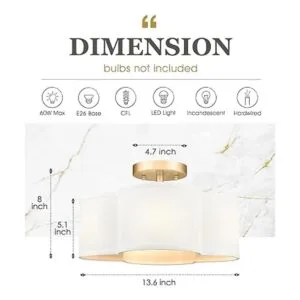 Audickic Lámpara de techo de montaje semiempotrado dorada_2