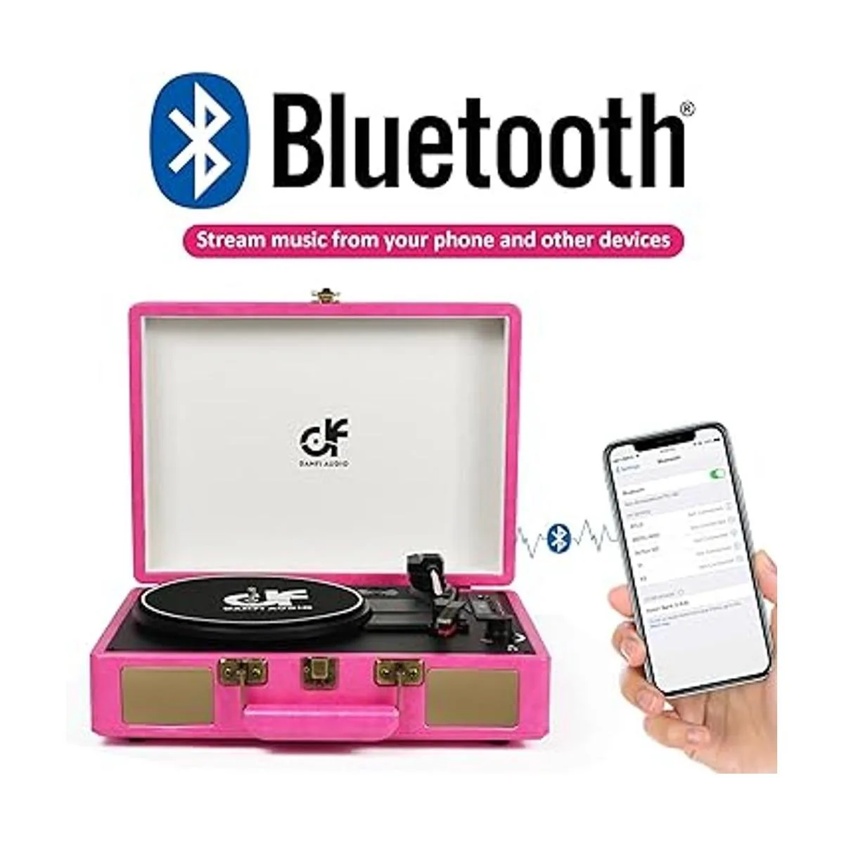 Reproductor de discos de maleta Bluetooth vintage con_2