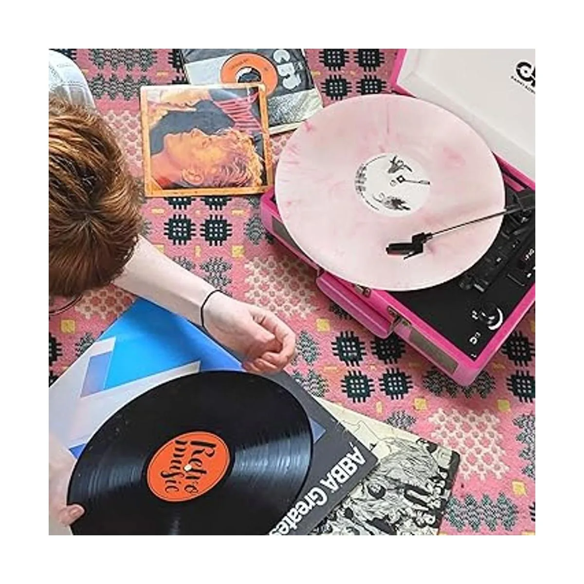 Reproductor de discos de maleta Bluetooth vintage con_6