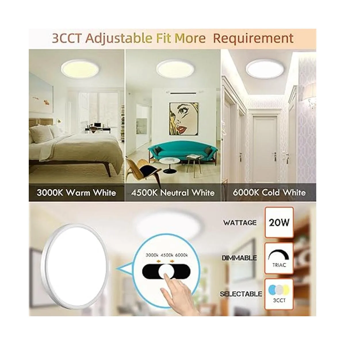 LZHOME Paquete de 6 luces LED regulables de montaje_2