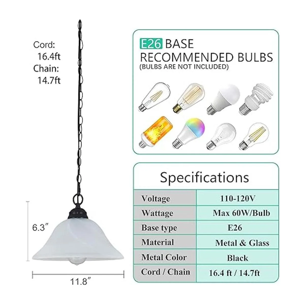 SHENGQINGTOP Lámpara colgante tradicional de cristal de_5
