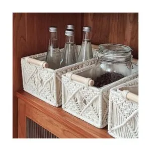 ANMINY Juego de 5 cestas de almacenamiento de macramé_7