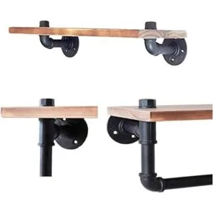 Estantería de baño industrial con barra de toallas_4