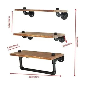 Estantería de baño industrial con barra de toallas_2