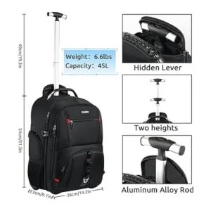 ZOMFELT Mochila con ruedas con 3 organizadores de_6