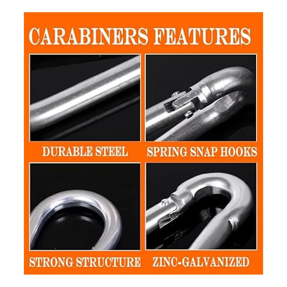 Paquete de 100 clips de mosquetón de alta resistencia M8_4