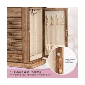 Emfogo Joyero para mujer joyero grande de madera de 5_6