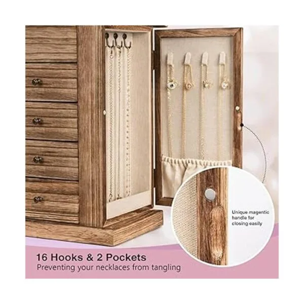 Emfogo Joyero para mujer joyero grande de madera de 5_6