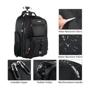 ZOMFELT Mochila con ruedas con 3 organizadores de_4