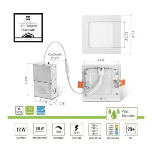 ASD Iluminación LED cuadrada empotrada de 4 pulgadas 5_2