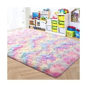 ISEAU Alfombra de arcoíris para dormitorio de niñas_1