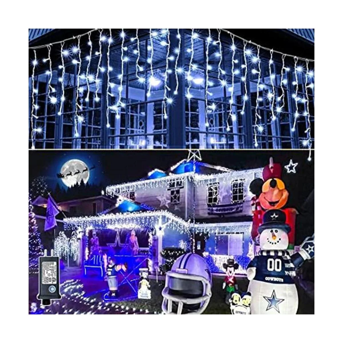 Luces de carámbanos de Navidad de 132 pies decoración al_1