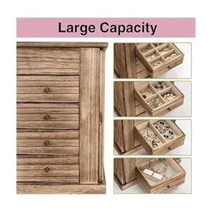 Emfogo Joyero para mujer joyero grande de madera de 5_5