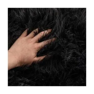 Alfombra de piel de oveja sintética de oso negro_6