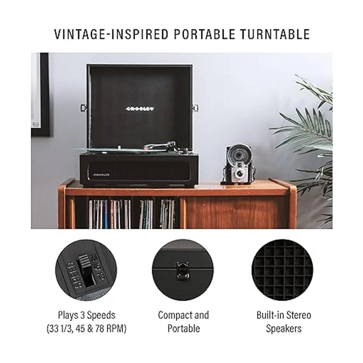 Crosley CR8017BBK Voyager Tocadiscos portátil vintage con_2