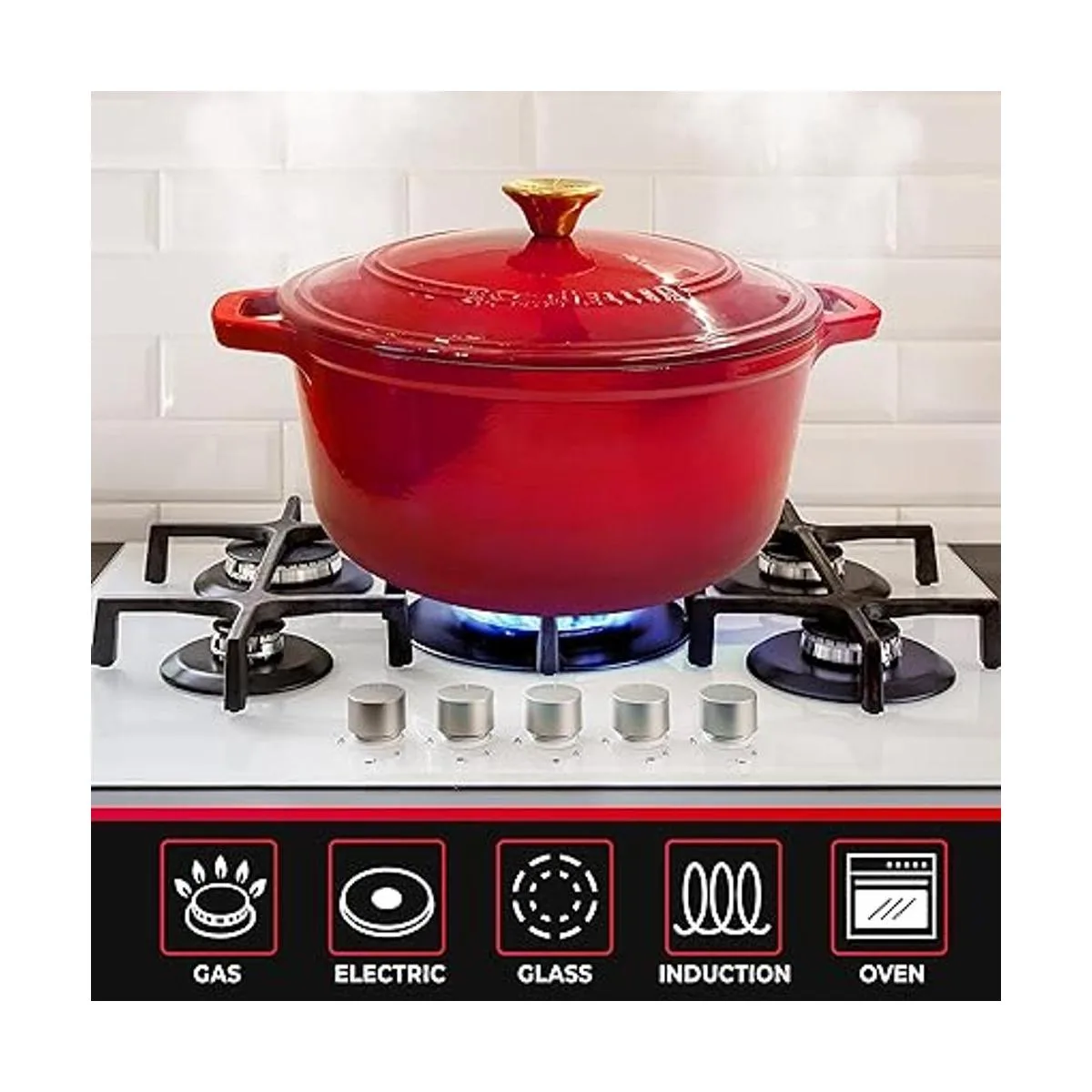 Mueller DuraCast Olla de horno holandés de hierro fundido_5