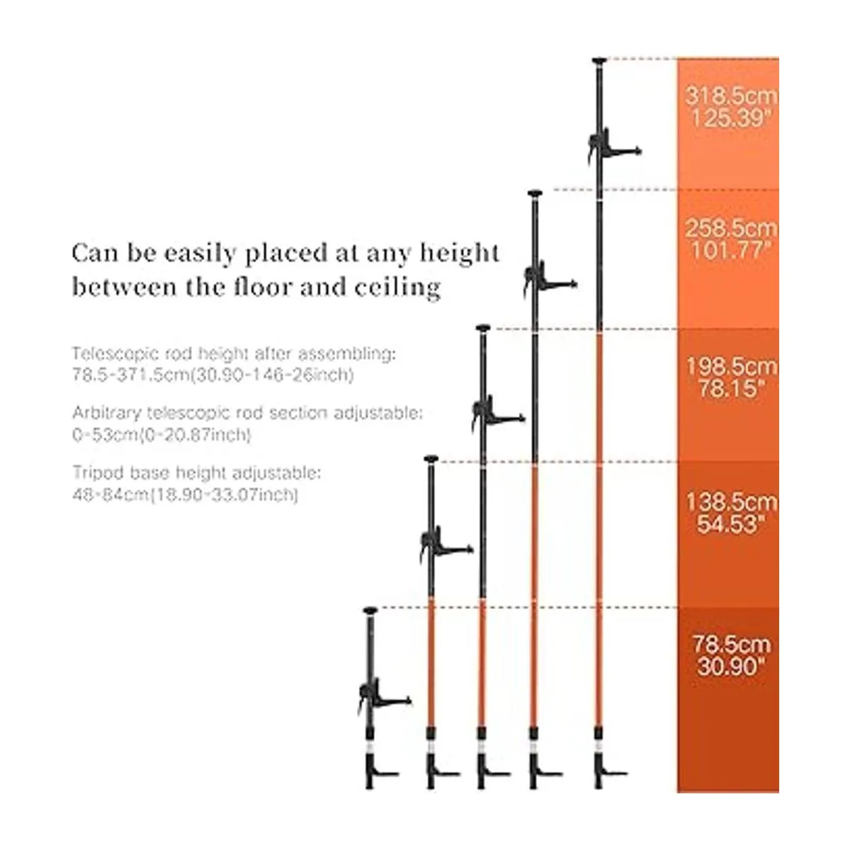 Poste de nivel láser trípode telescópico de 12.1 ft con_5