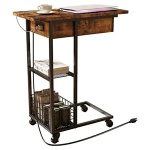 LIDYUK Mesa auxiliar en forma de C con estación de carga_1