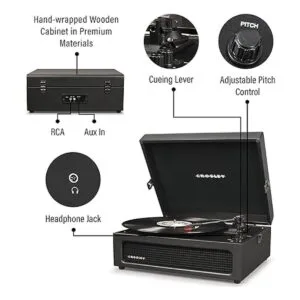 Crosley CR8017BBK Voyager Tocadiscos portátil vintage con_3