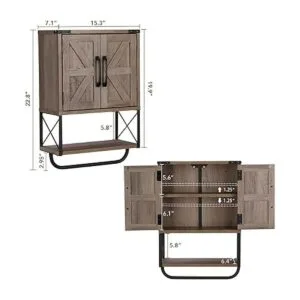 Rustown Gabinete de medicina rústico con dos puertas de_3