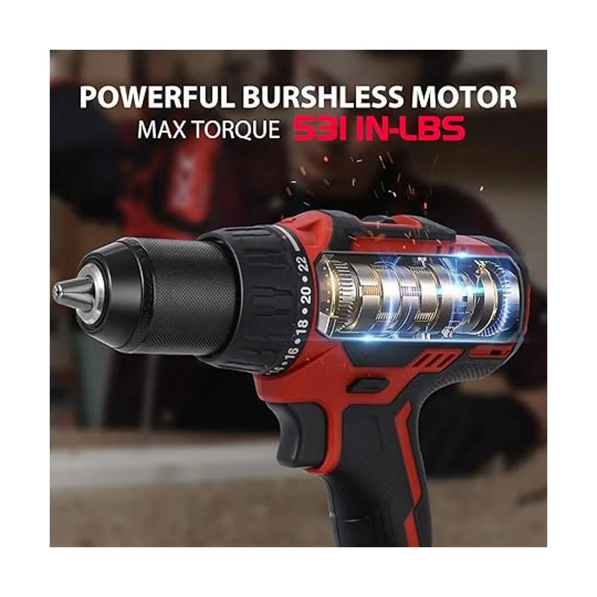 DCK Juego de taladro inalámbrico sin escobillas taladro_2