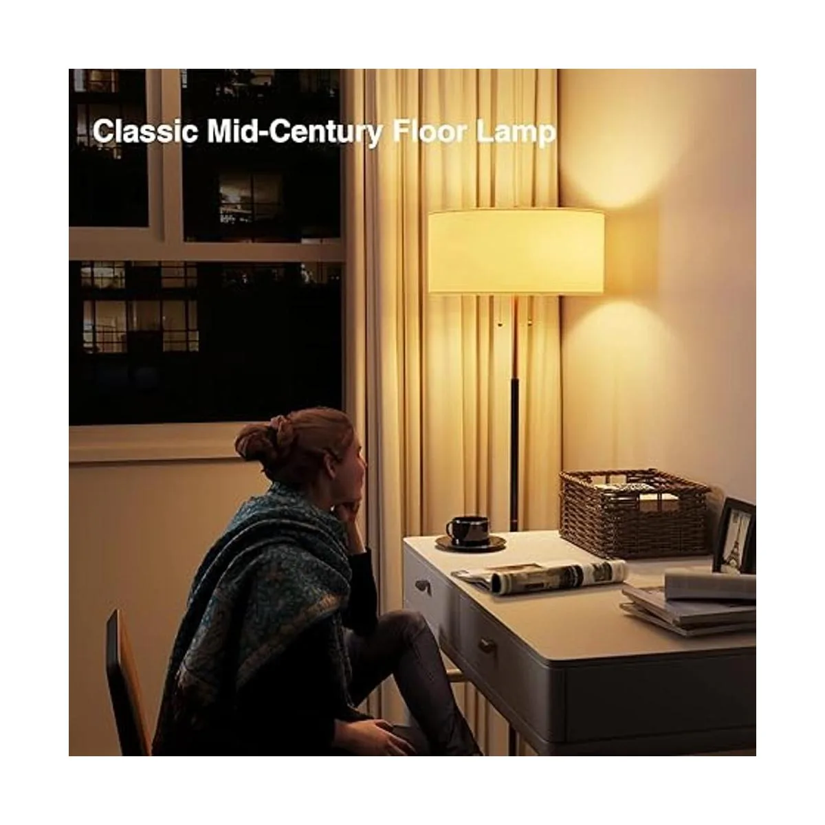 Lámpara de pie de 2 luces lámpara de pie de mediados de_3