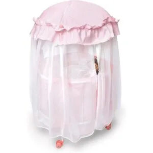 Cuna para muñecas redonda con toldo y lecho Badger Basket_3
