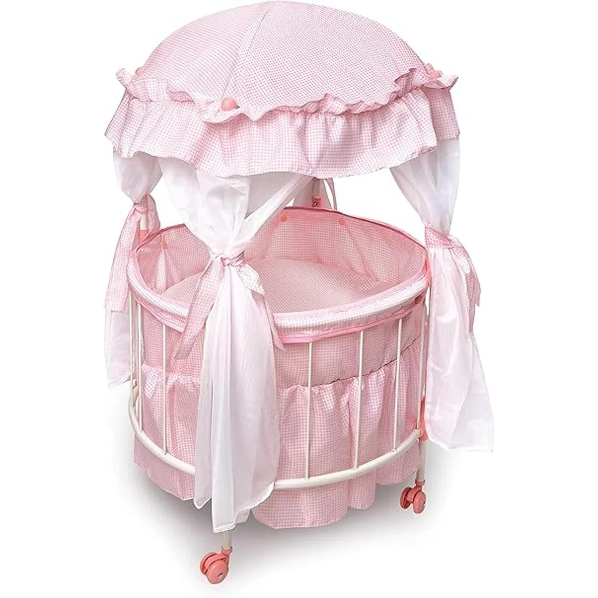 Cuna para muñecas redonda con toldo y lecho Badger Basket_1