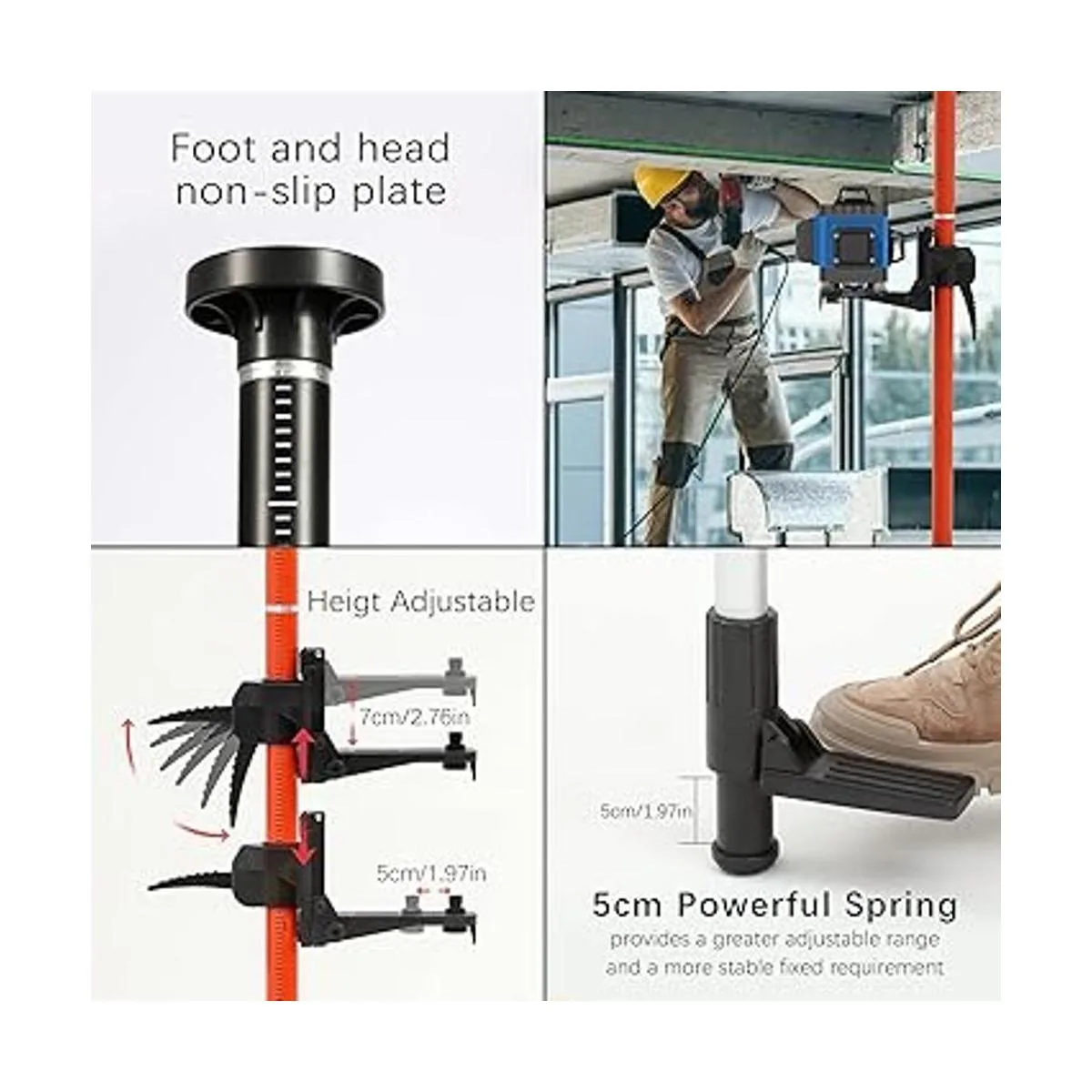 Poste de nivel láser trípode telescópico de 12.1 ft con_6