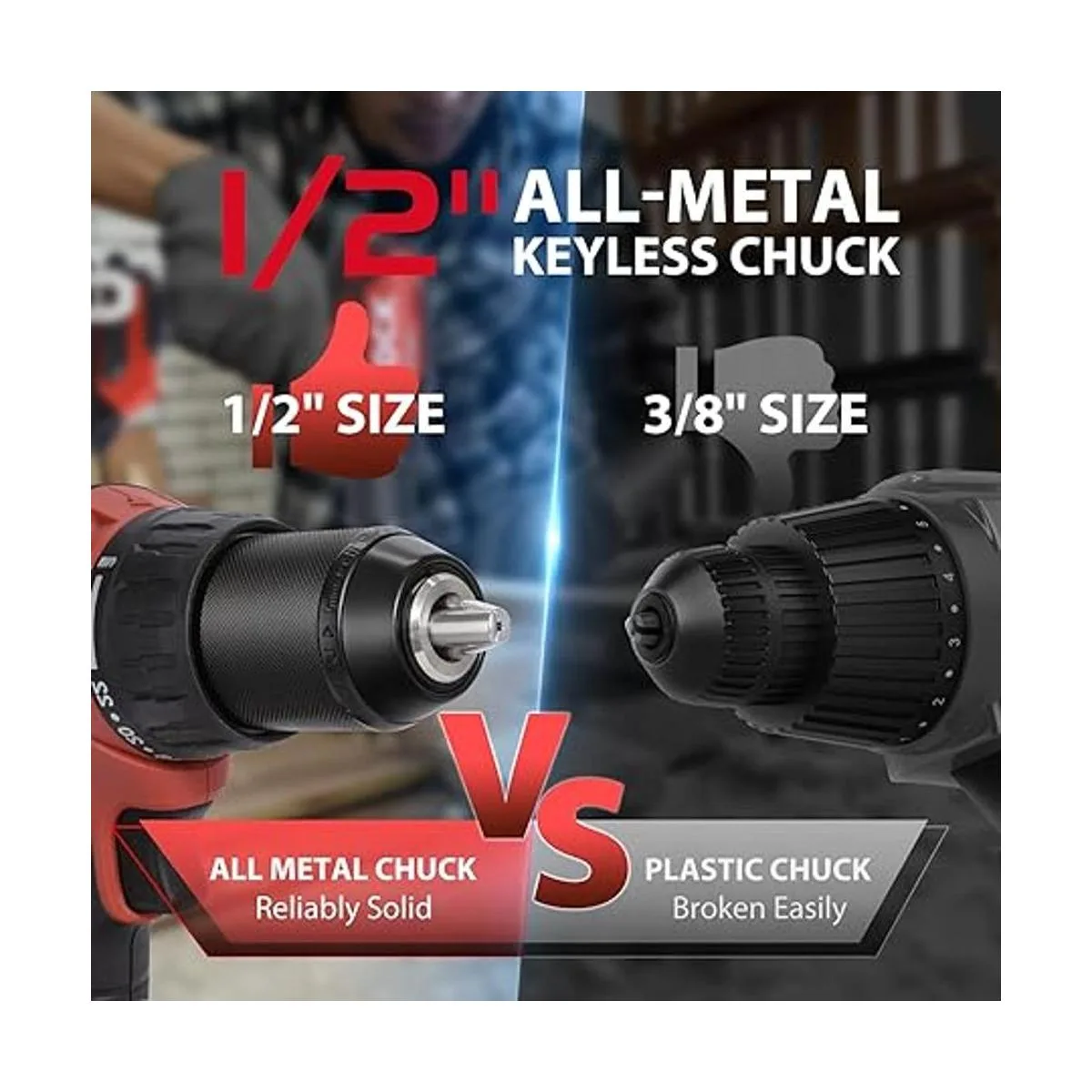 DCK Juego de taladro inalámbrico sin escobillas taladro_3