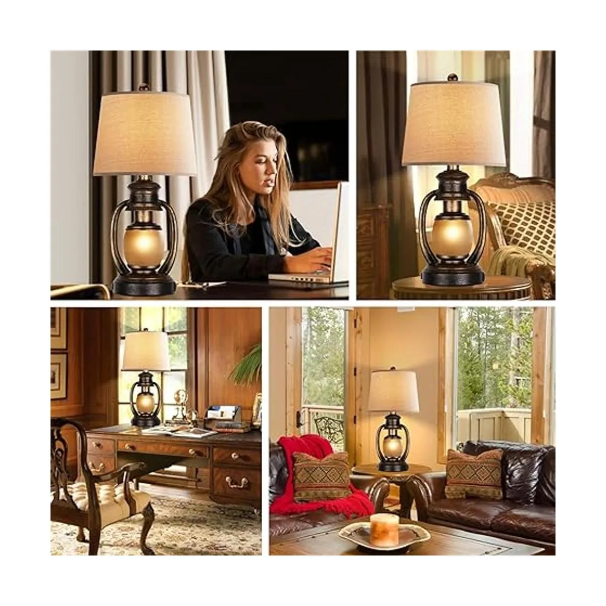 Lámparas de mesa rústicas para sala de estar farol_2