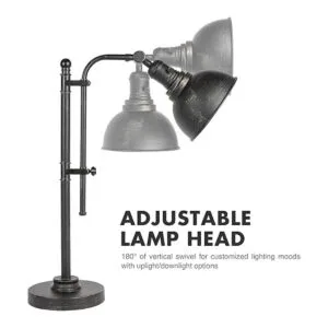 VONLUCE Lámpara de escritorio rústica negra ajustable_5